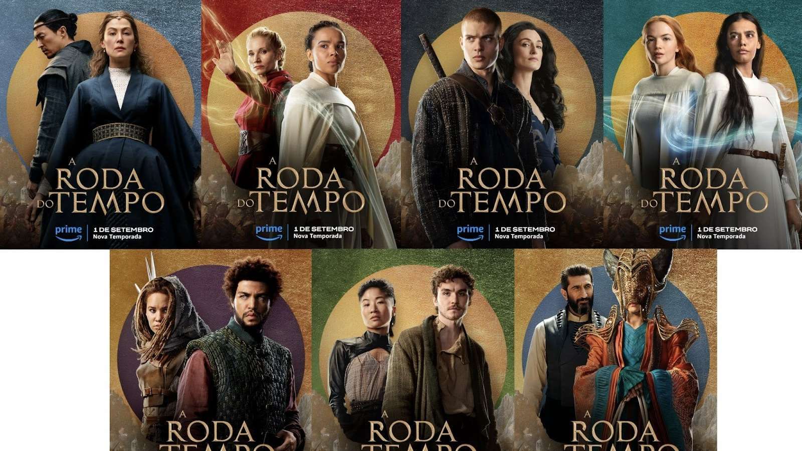 Prime Video Revela Sete Novos Cartazes Oficiais com Personagens de A Roda do Tempo.