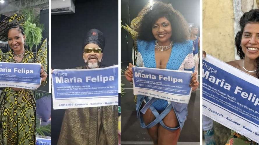 Artistas apoiam a mudança de nome da Praça Visconde de Cairu para Maria Felipa em Salvador durante o Afropunk.