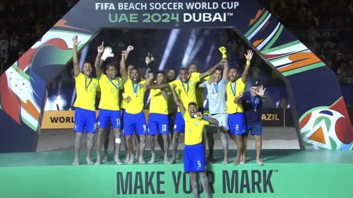 Brasil conquista hexacampeonato mundial de futebol de areia em Dubai