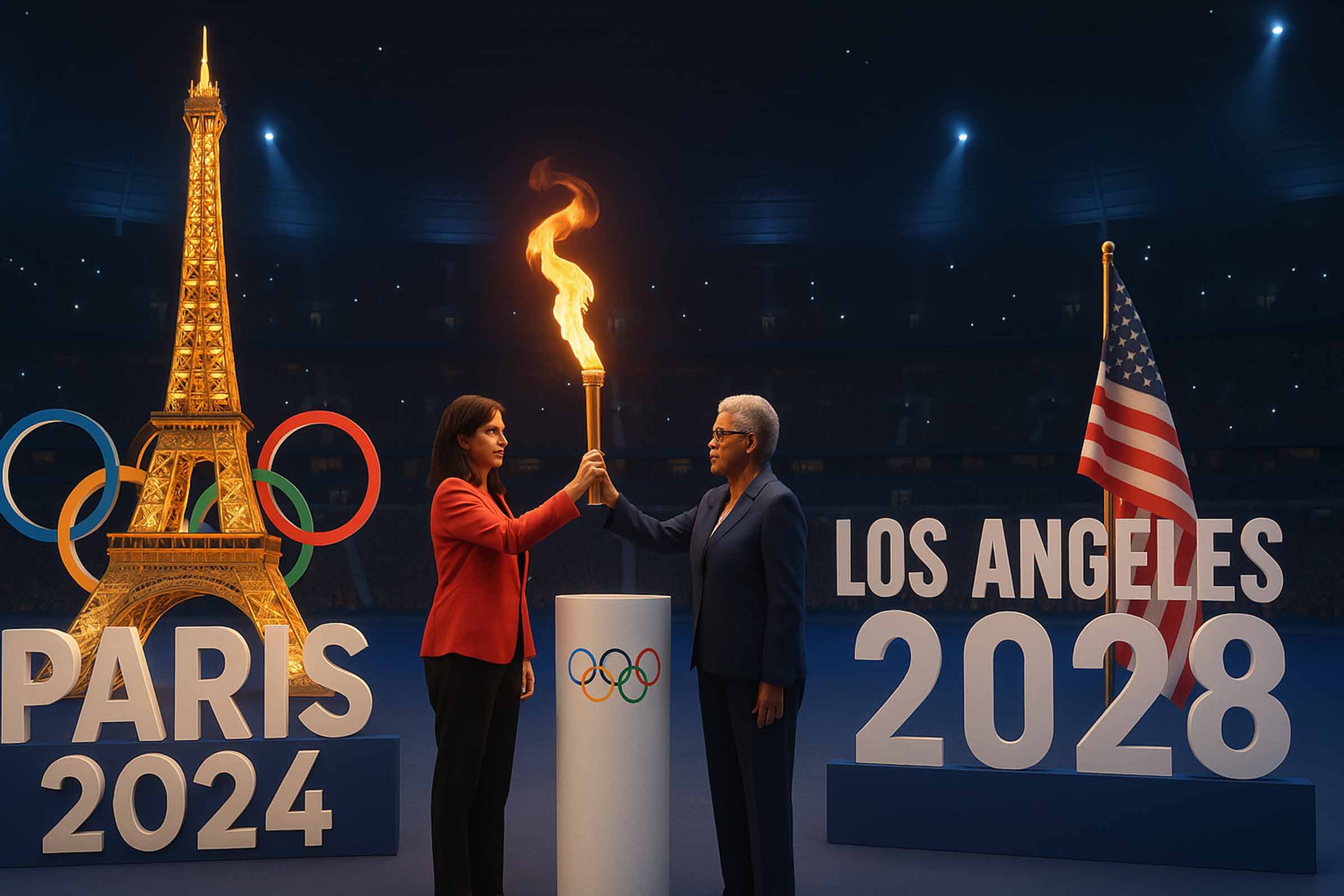 A cerimônia de encerramento dos Jogos Olímpicos de Paris 2024, realizada no domingo (11/08/2024), concluiu oficialmente o evento e marcou a transição para Los Angeles, sede dos Jogos de 2028. O encerramento contou com apresentações culturais, homenagens aos atletas e discursos institucionais. A passagem do bastão entre as prefeitas das duas cidades representou o fim do ciclo parisiense e o início da preparação para a próxima Olimpíada.