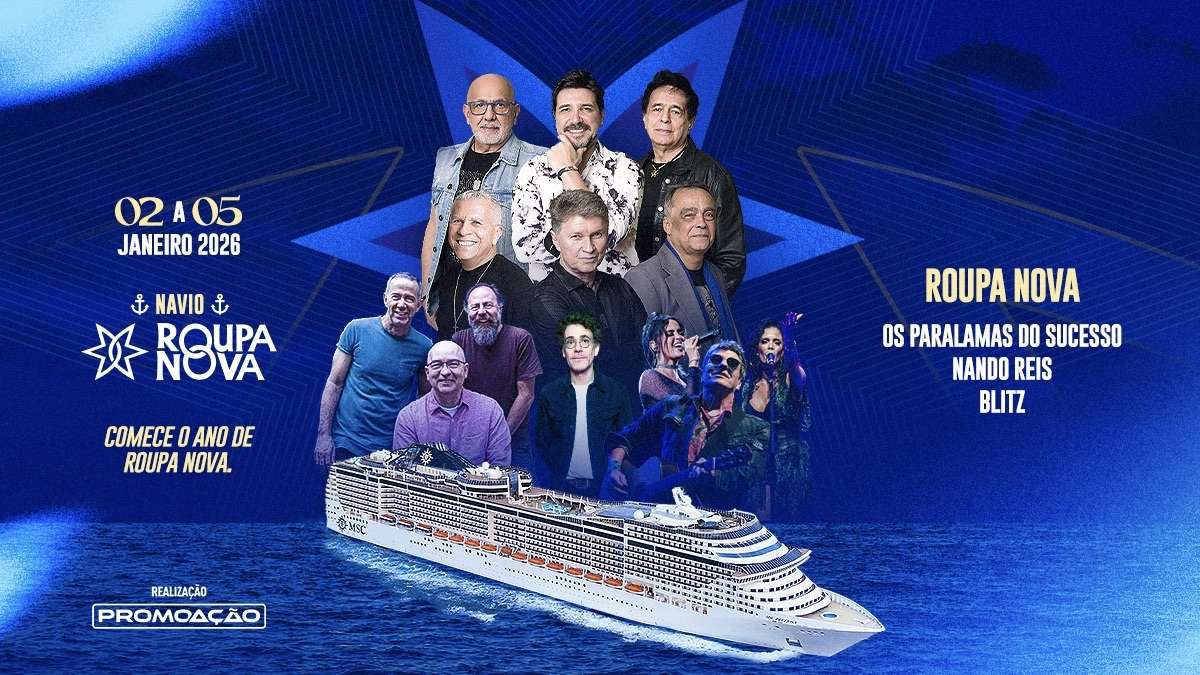 Nando Reis, Paralamas do Sucesso e Blitz são confirmados no Navio Roupa Nova 2026.