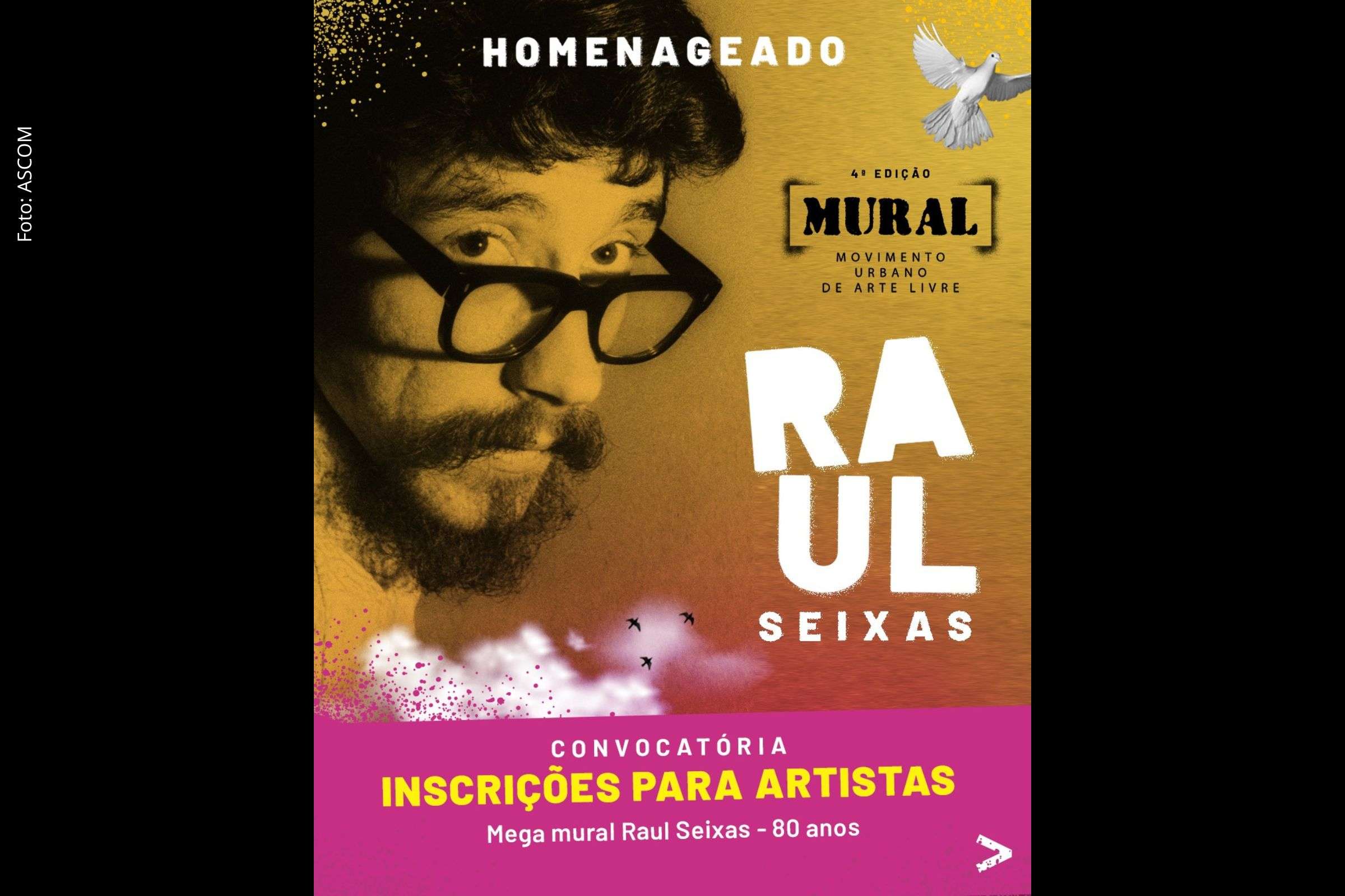 Projeto MURAL lança convocatória para criação de mega mural em homenagem aos 80 anos de Raul Seixas