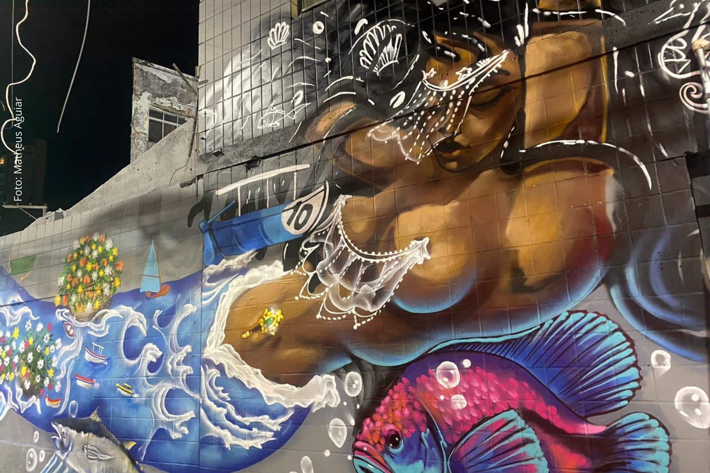 Murais de grafite homenageiam Iemanjá no Rio Vermelho e reforçam arte urbana durante festa religiosa em Salvador