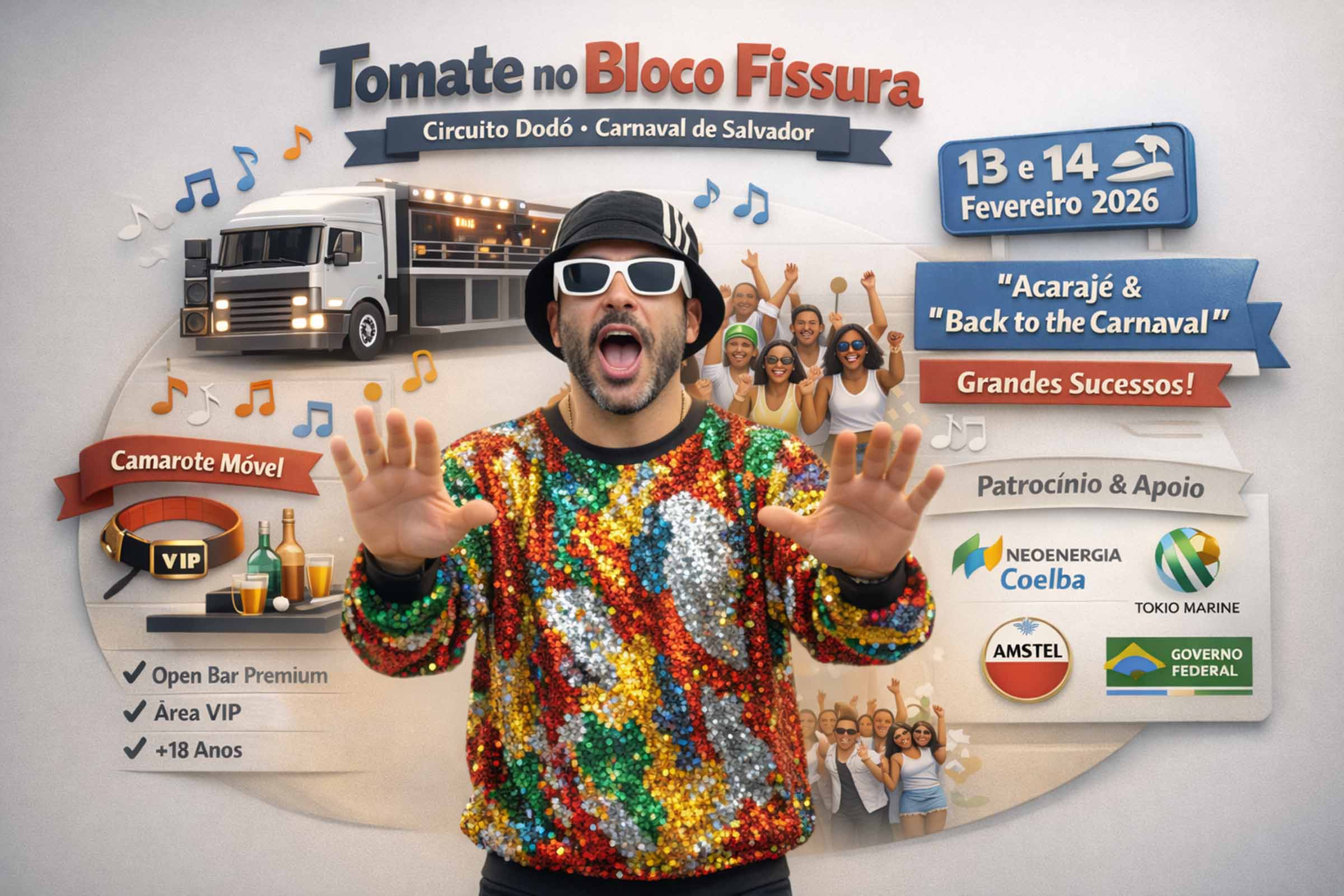 Salvador: Tomate comanda o Bloco Fissura no Circuito Dodô com repertório de sucessos e novidades do verão 2026