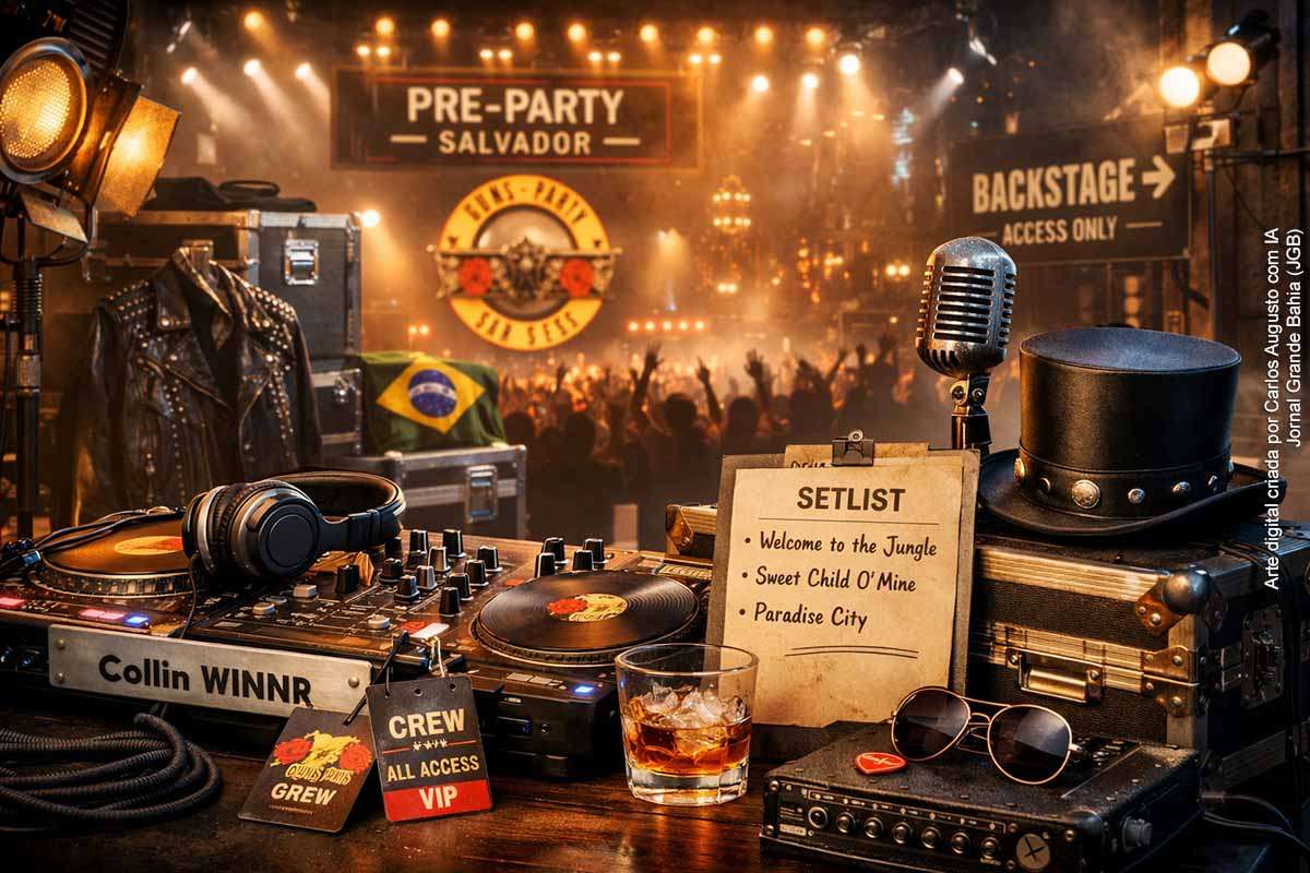 Salvador recebe, em 14 de abril de 2026, a Pre-Party Oficial do Guns N’ Roses, evento que integra a agenda paralela da turnê da banda no Brasil. Com participação do DJ Collin WINNR, integrante da equipe do grupo, a proposta é recriar os bastidores de shows internacionais em uma experiência imersiva. A iniciativa amplia o alcance cultural do evento e reforça tendências de mercado baseadas em exclusividade e engajamento do público.