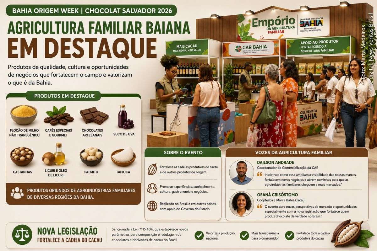 Evento realizado no Centro de Convenções reúne cooperativas, produtos regionais e debates sobre o fortalecimento da produção de cacau no Brasil.