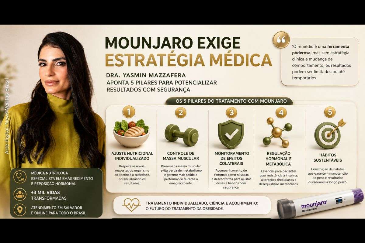 Dra. Yasmin Mazzafera destaca estratégia clínica, controle metabólico e mudança de hábitos como fatores essenciais no uso da tirzepatida.