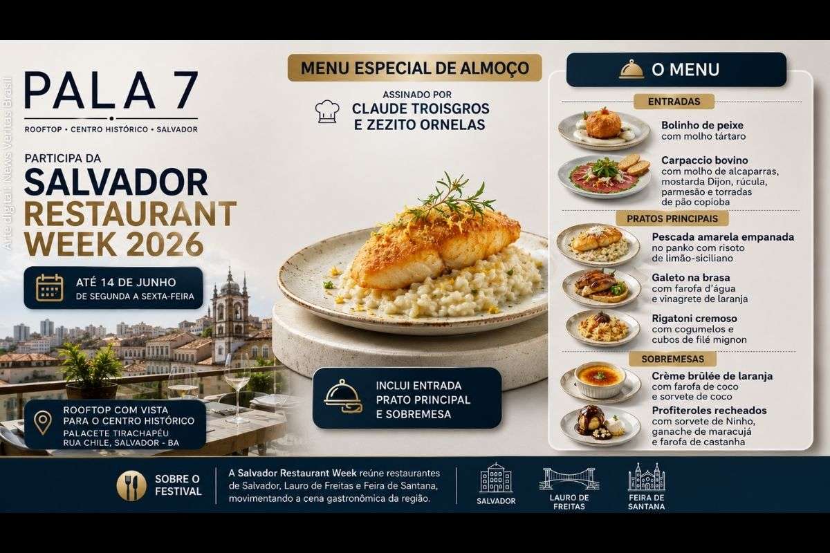 Restaurante localizado no Centro Histórico de Salvador integra programação da Salvador Restaurant Week 2026.