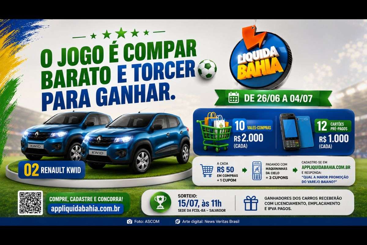 Liquida Bahia 2026 começa com descontos, sorteio de dois carros 0 km e prêmios para consumidores e vendedores