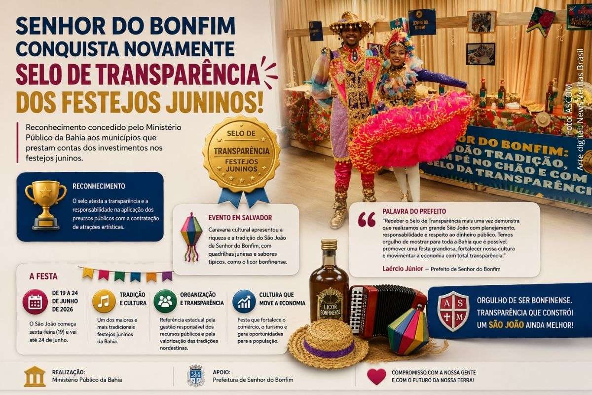 Senhor do Bonfim conquista novamente Selo de Transparência dos Festejos Juninos e inicia programação do São João 2026
