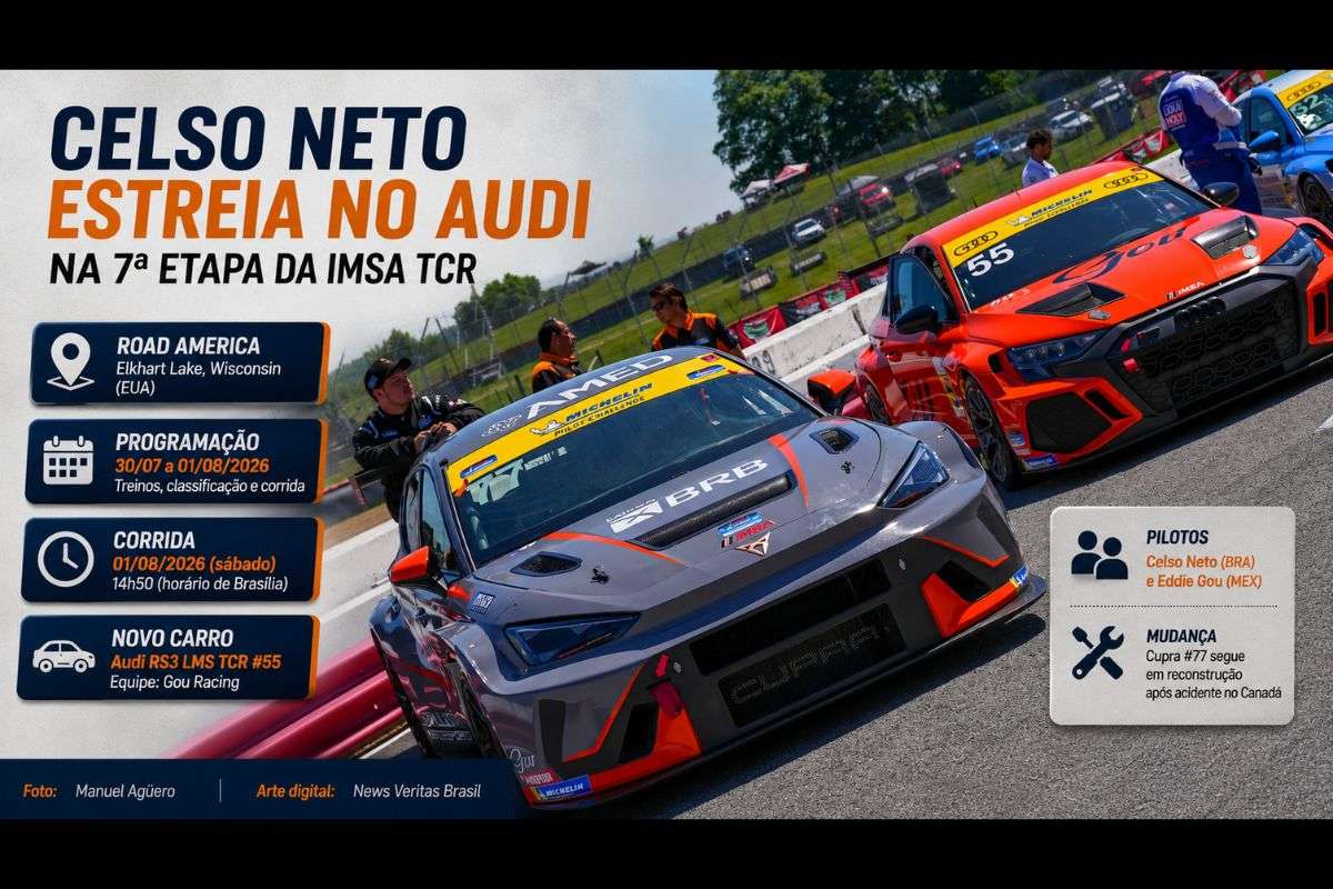 Celso Neto estreia com Audi da Gou Racing na 7ª etapa da IMSA Michelin Pilot Challenge em Road America