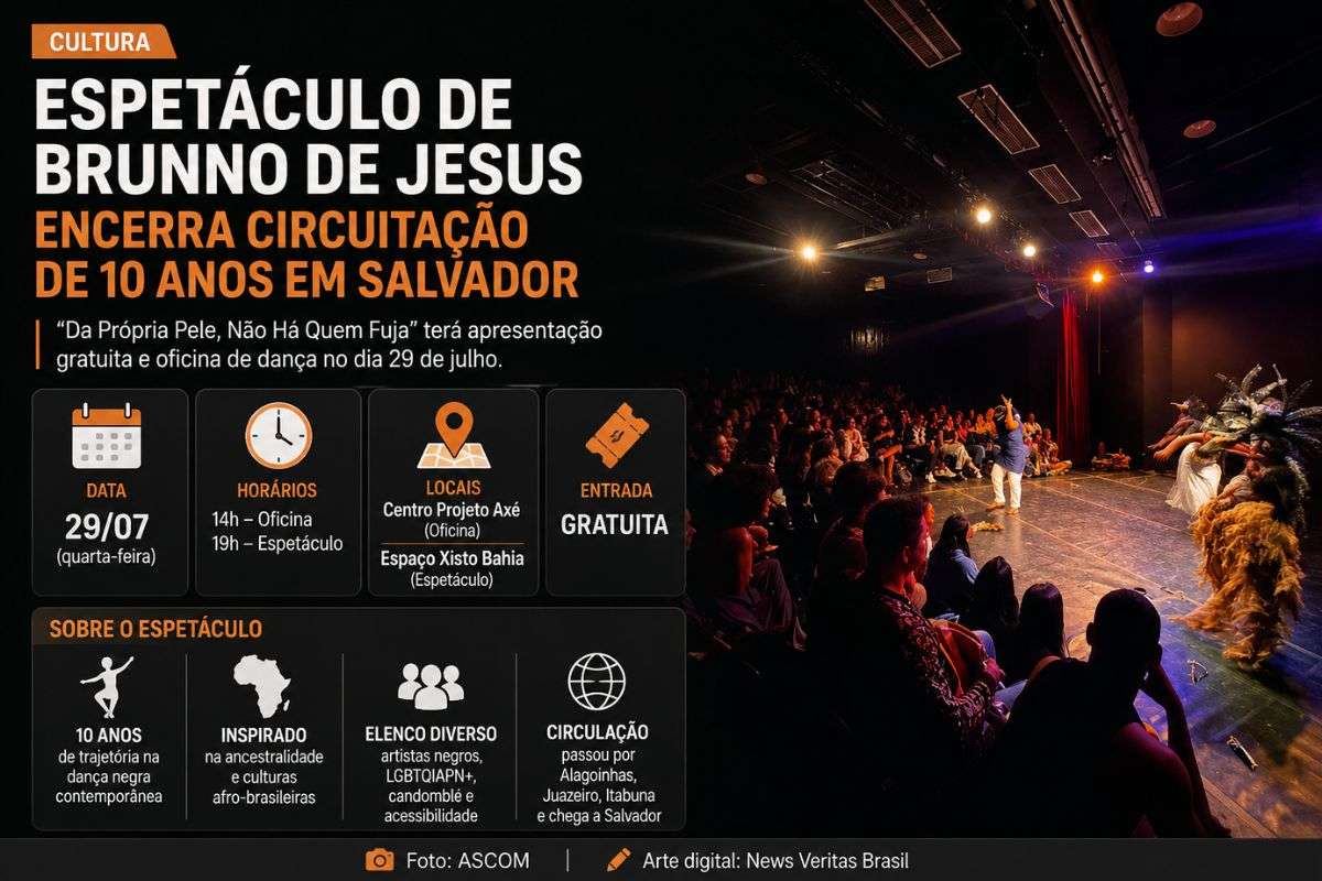 Obra de Brunno de Jesus será apresentada no Espaço Xisto Bahia e integra a programação do Quarta que Dança – Circuito I – 2026, promovido pela Funceb.