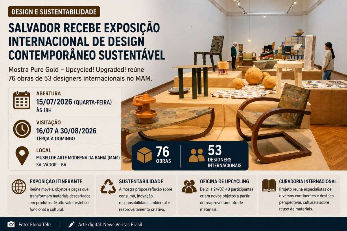 Exposição internacional reúne 76 obras de design sustentável no MAM e amplia circuito cultural de Salvador