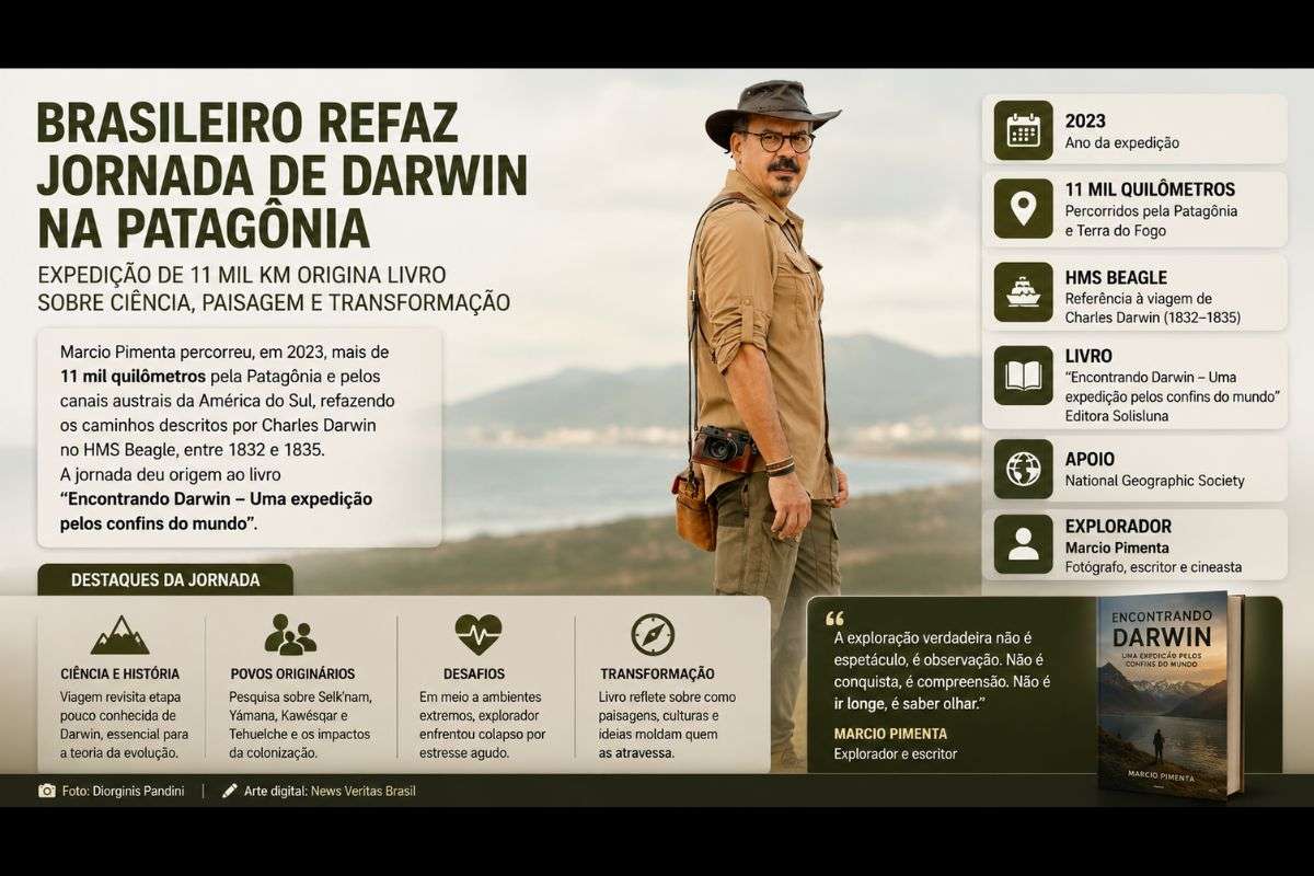 Explorador brasileiro refaz rota de Charles Darwin na Patagônia e transforma expedição de 11 mil quilômetros em livro