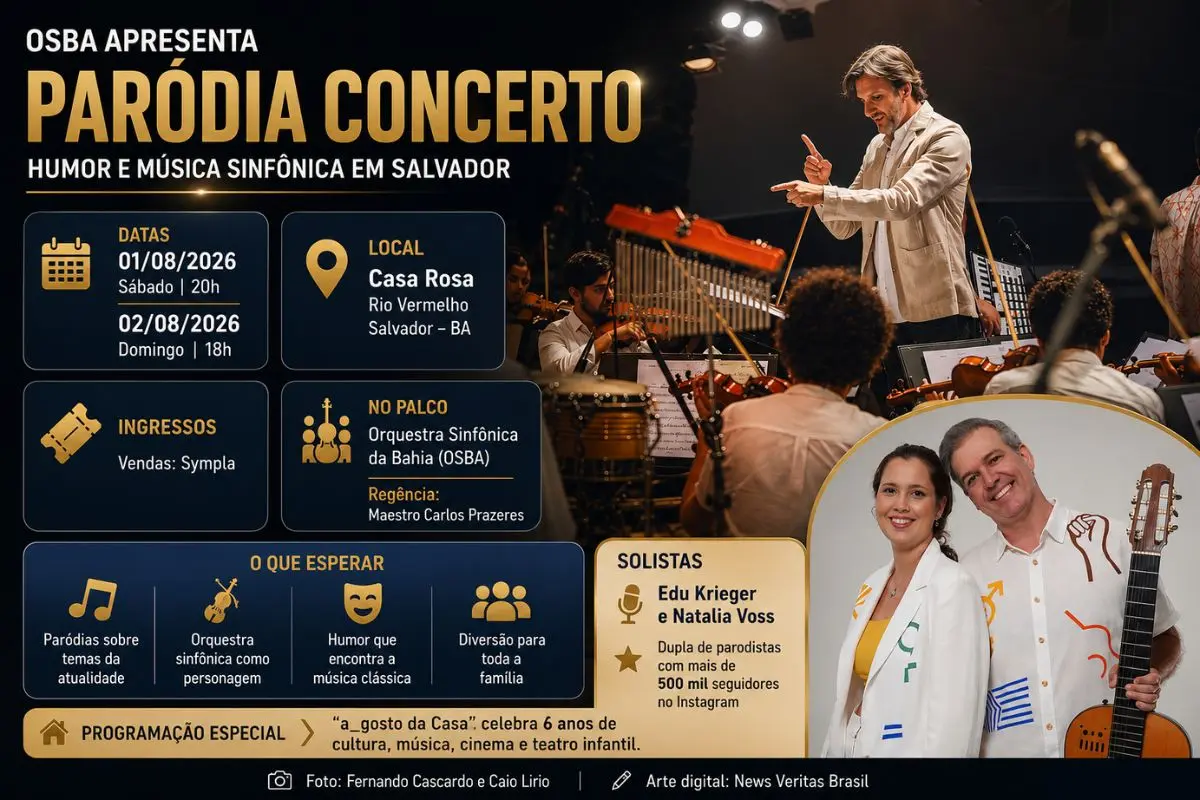 Espetáculo da Orquestra Sinfônica da Bahia será realizado nos dias 01 e 02 de agosto, no Rio Vermelho, integrando a programação comemorativa dos seis anos da Casa Rosa.