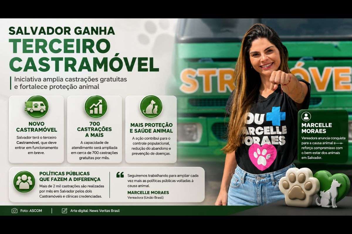 Salvador anuncia terceiro Castramóvel e amplia em 700 castrações gratuitas por mês, afirma vereadora Marcelle Moraes