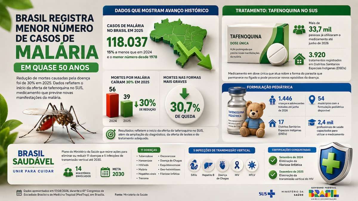 Brasil registra menor número de casos de malária desde 1978