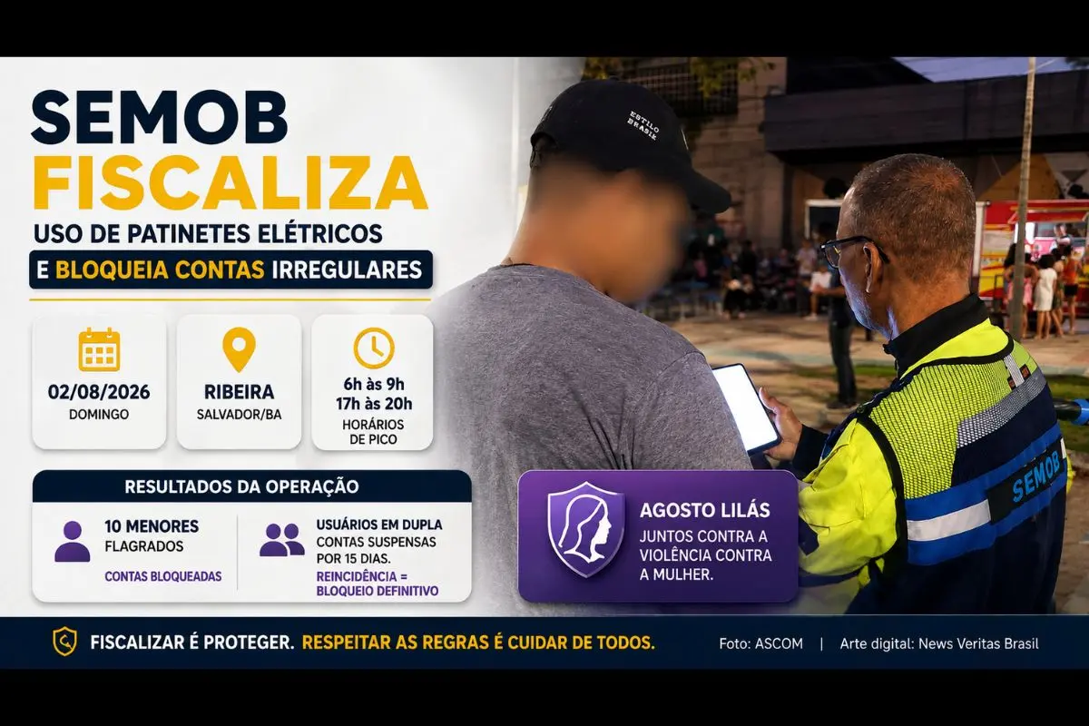 Operação realizada na Ribeira identificou menores de idade e usuários em dupla, resultando em bloqueios e suspensões de contas conforme regras do Decreto Municipal nº 40.301/2025.