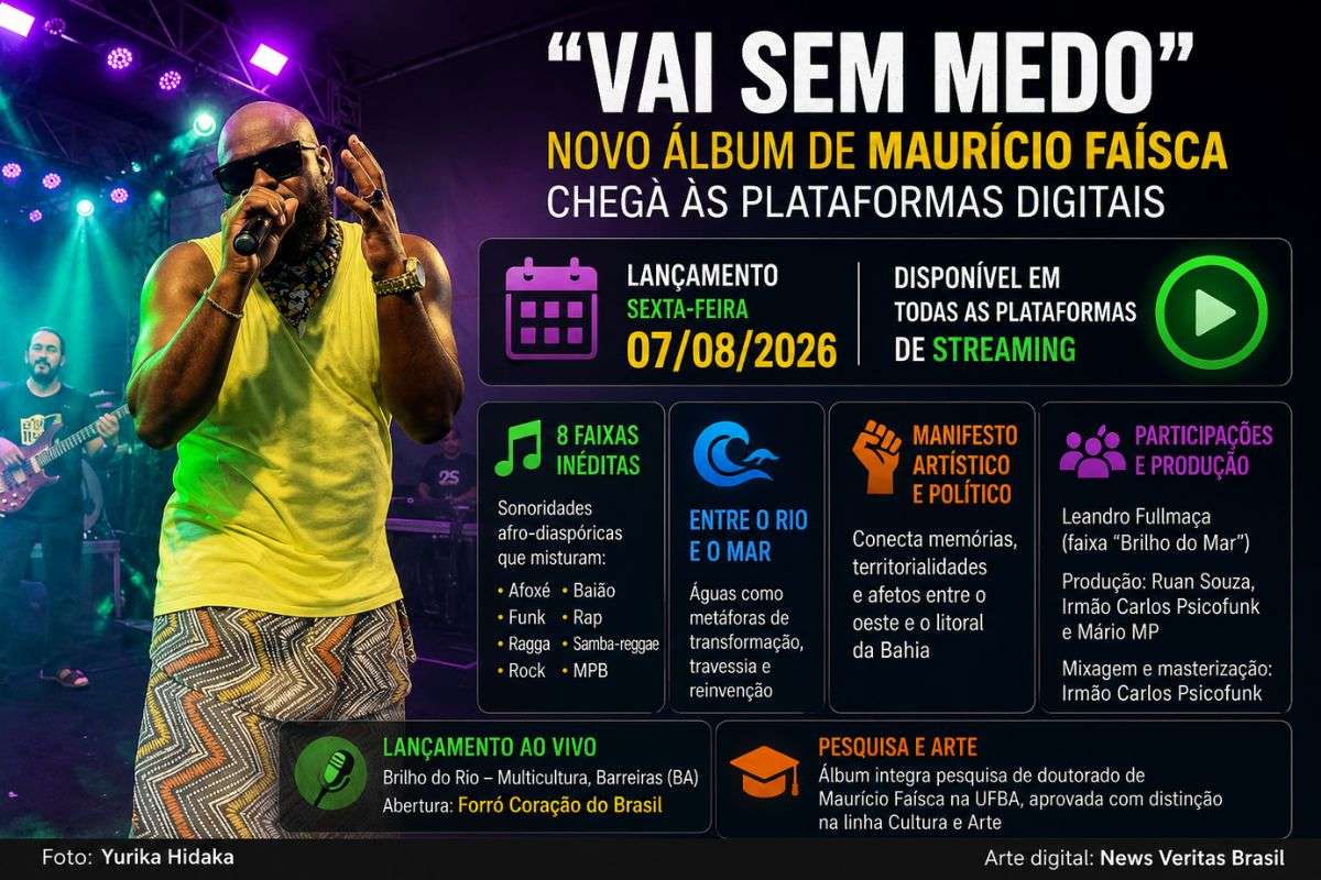 Maurício Faísca lança álbum “Vai sem medo” com oito faixas inéditas inspiradas na ancestralidade afro-diaspórica e na cultura baiana