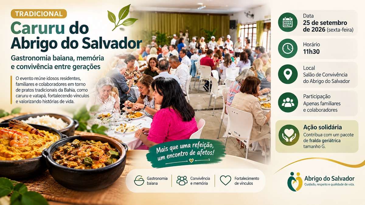 Caruru do Abrigo do Salvador reúne idosos e familiares em celebração da gastronomia