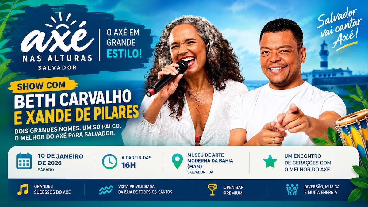 Carla Visi apresentará o espetáculo “FEMININAxé – Força e Ancestralidade Feminina no Axé” no Réveillon AYÓ, na quinta-feira (31/12/2026), no Museu de Arte Moderna da Bahia, em Salvador. O repertório reúne canções associadas a artistas como Gal Costa, Elba Ramalho, Diana Pequeno e Amelinha, além de sucessos do Axé Music. A apresentação antecede os 40 anos de carreira da cantora, previstos para 2027. O evento também terá show de Dan Miranda.