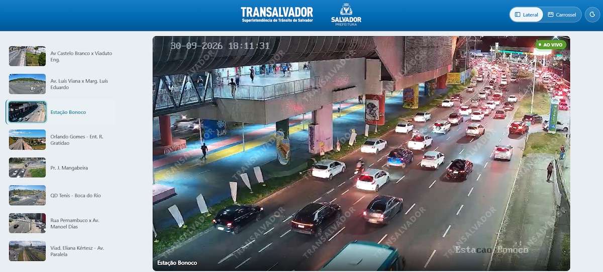 Transalvador libera imagens de oito câmeras de trânsito em tempo real em Salvador