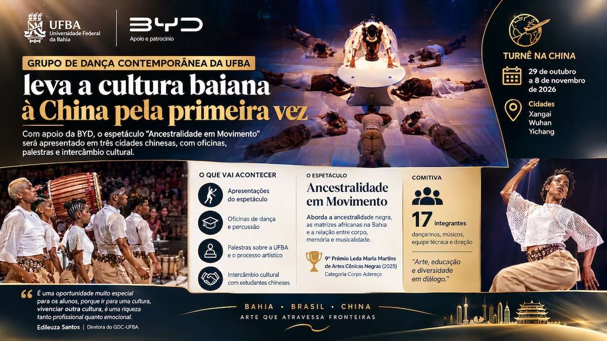 UFBA leva espetáculo sobre ancestralidade afro-brasileira à China com apoio da BYD